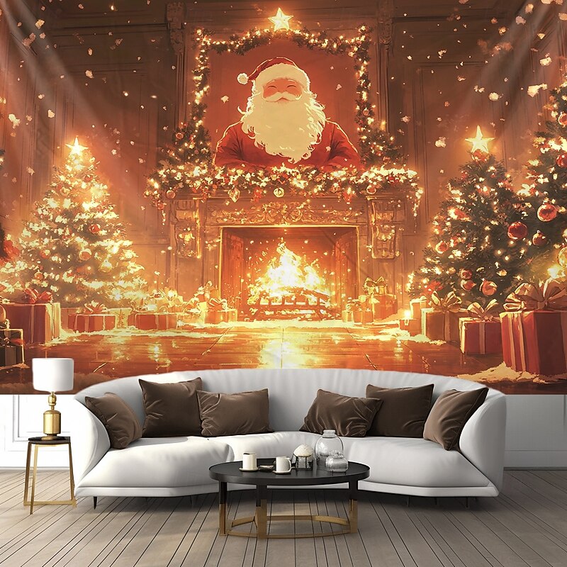 Christmas Decorations Hanging Tapestry Wall Art Xmas Snowman Tree Large Tapestry Mural Decor Photograph Backdrop Blanket Curtain Home Bedroom Living Room4