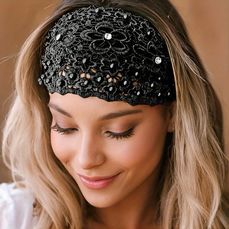 3pcs Set Elegant Floral Beaded Wide Headbands for Women - Fashionable Hair Accessories, Perfect for Casual Attire3