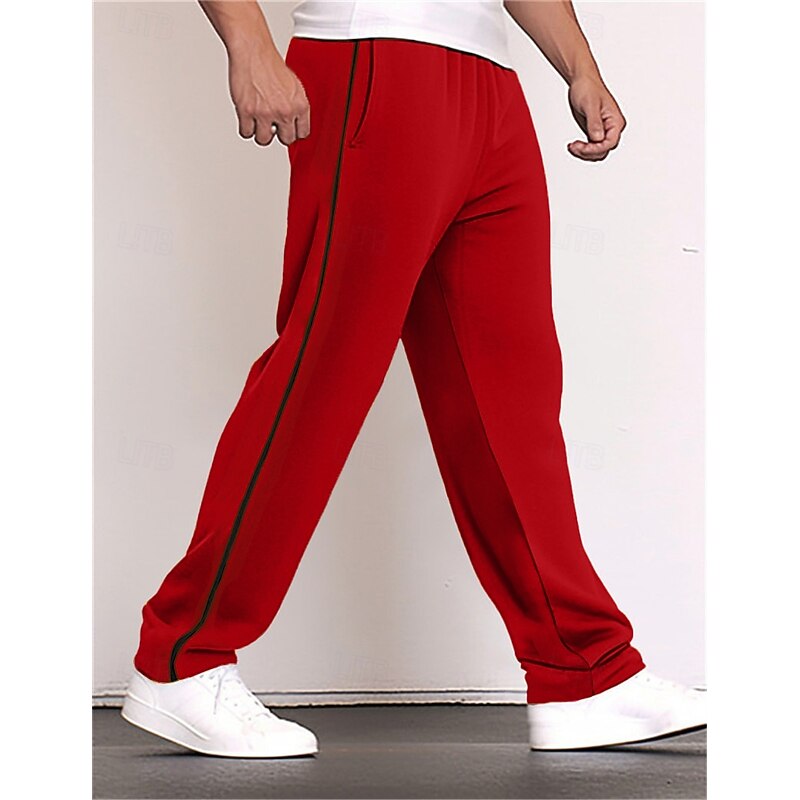 Men's Sweatpants Wide Leg Sweatpants Trousers Patchwork Pocket Drawstring Color Block Comfort Sports Outdoor Daily Fashion Casual Black Red Micro-elastic4
