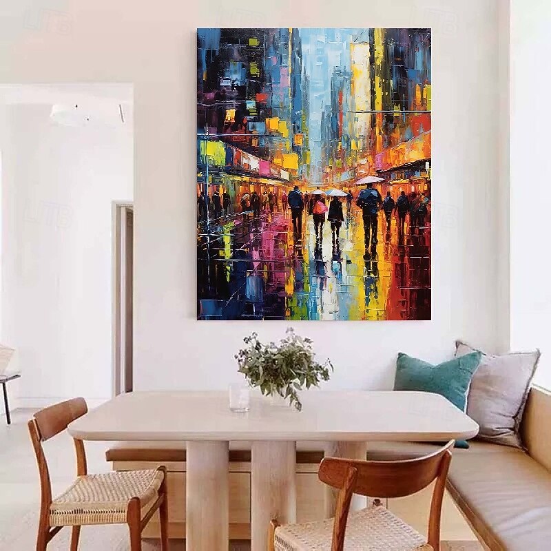 Abstract City Painting handmade Urban Art Painting hand painted City Skyline Painting New York Skyline painting New York lovers oil paintings Wall Art Golden Black Abstract Painting3