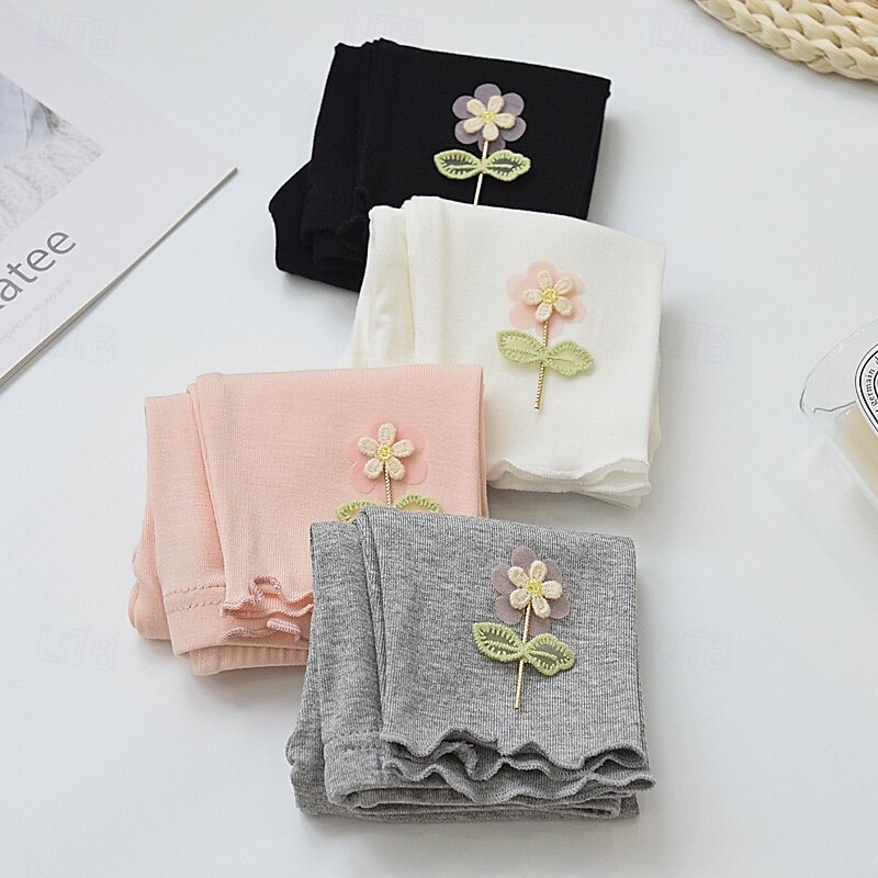 Girls' 3D Floral Pants Leggings Spring Fall Active Basic Kids 4 years+ Outdoor Casual Daily Regular Fit