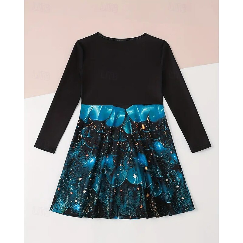 Girls' 3D Graphic Peacock Dress Long Sleeve Summer Spring Vacation Daily Holiday Princess Beautiful Sweet Kids 4-12 Years Casual Dress A Line Dress Knee-length Regular Fit3