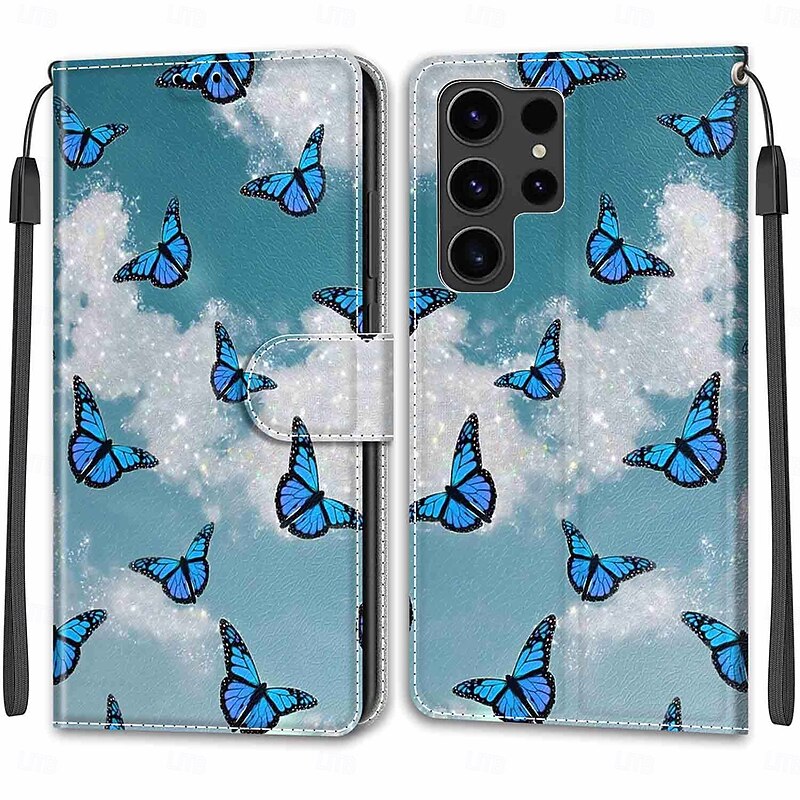 Phone Case For S25 S24 S23 S22 Plus  Ultra S23 FE S20 A55 5G A35 5G A25 A15 Back Cover with Stand Holder with Wrist Strap Card Slot Retro TPU PU Leather4