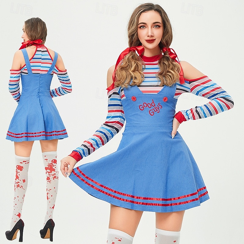 Chucky Scary Doll Halloween Dress Costume Group & Family Halloween Costumes Movie / TV Theme Costumes Horror Kid's Adults' Women's Girls' Carnival Party Easy Halloween Costumes Dress Up2