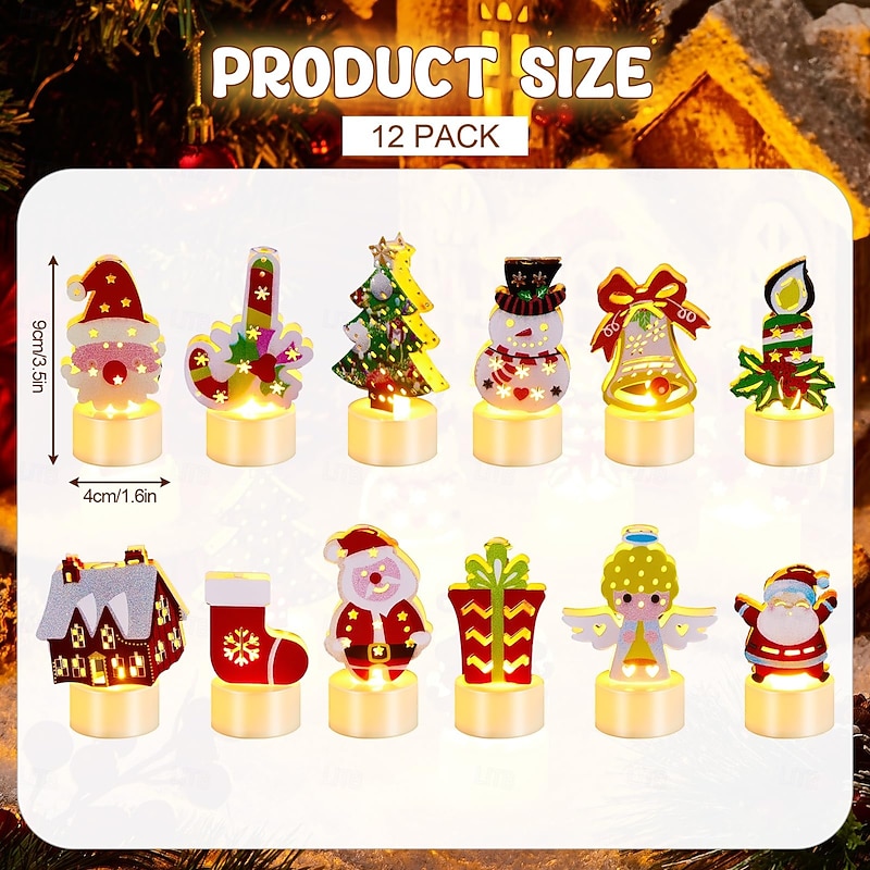 1 Pc Christmas Candle Light Snowman Santa Claus Christmas Tree Bell Candle Halloween Indoor Restaurant Festive Atmosphere Decorative Light2