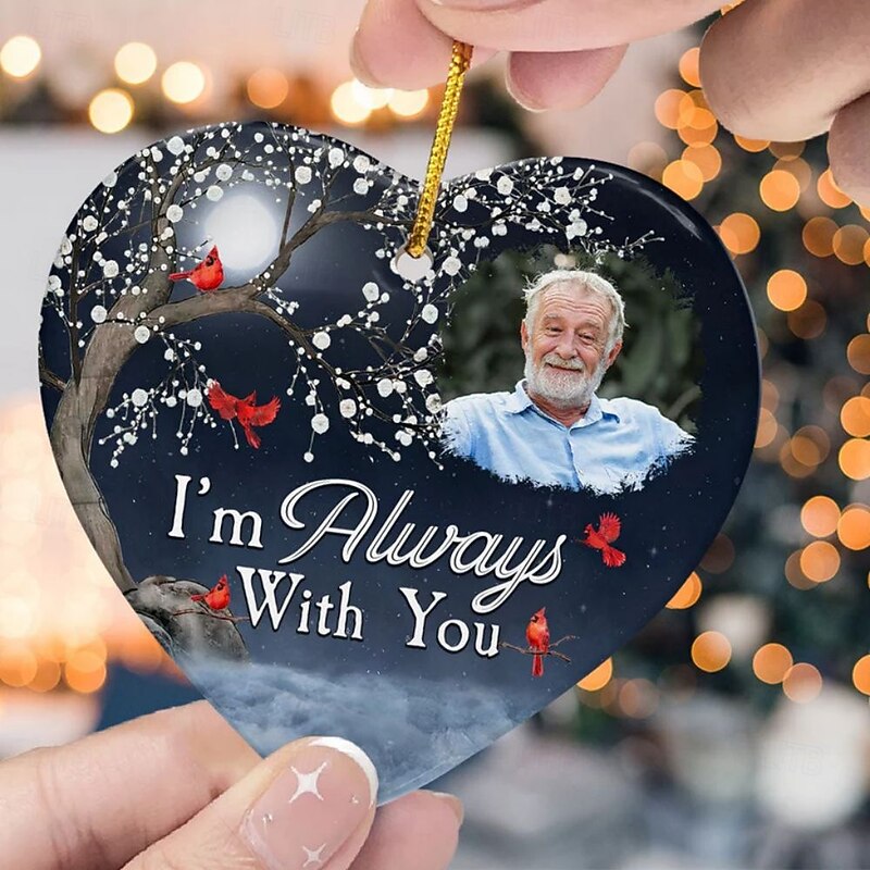 Personalized Christmas Photo Ornaments Custom  Memorial I'm Always With You Acrylic 2D Decor Christmas Tree Xmas Decoration Hanging Pendant Gifts2