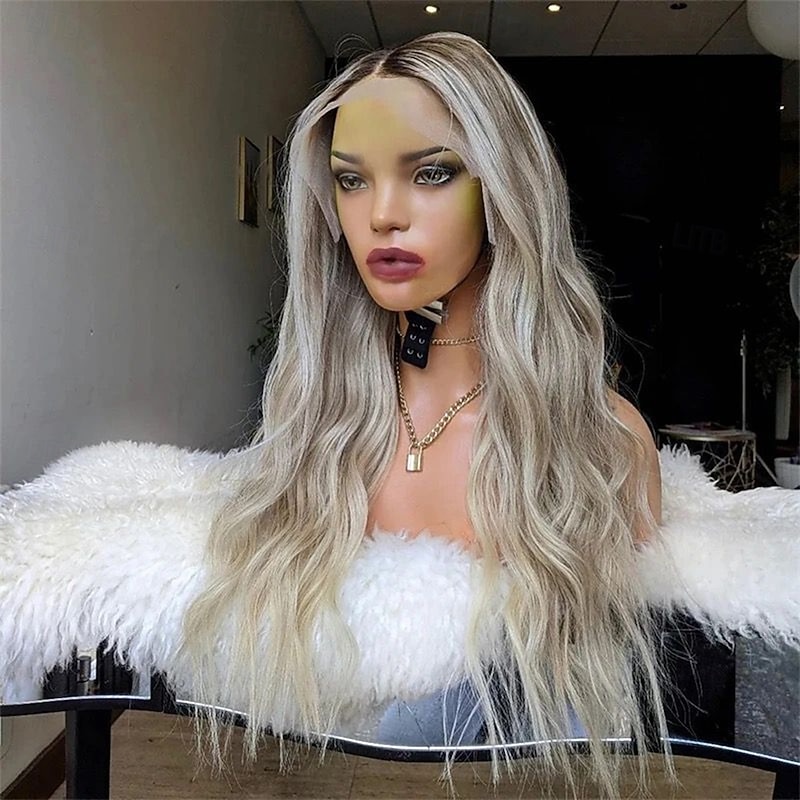 Remy Human Hair 13x4 Lace Front Wig Middle Part Brazilian Hair Wavy Multi-color Wig 130% 150% Density with Baby Hair Ombre Hair Highlighted / Balayage Hair Glueless For Women Long Human Hair Lace Wig3