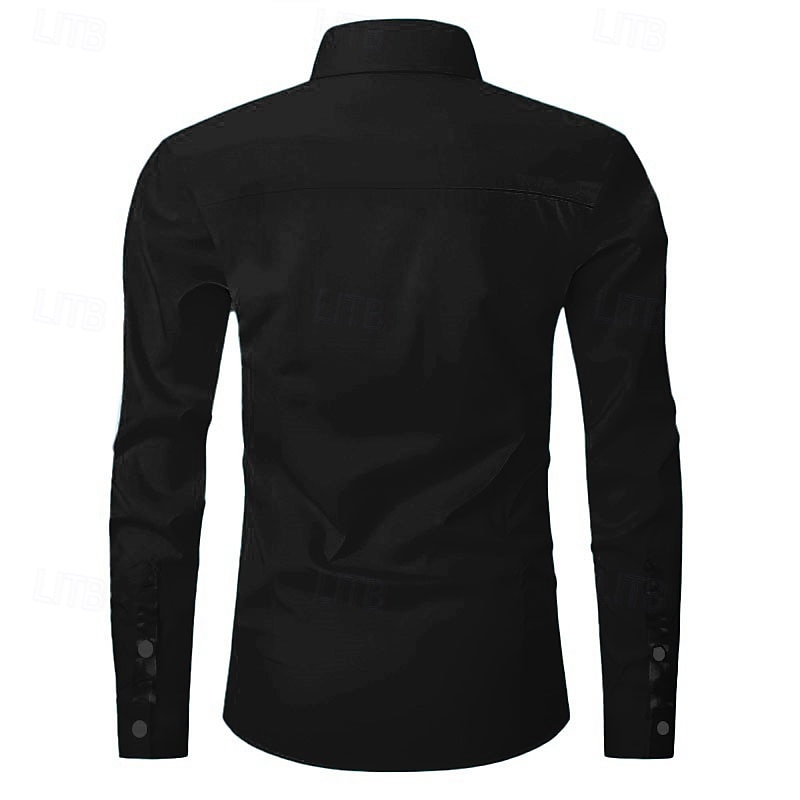 Men's Floral Western Shirt Button Up Shirt Cowboy Shirt Long Sleeve Vintage Western Dailywear Spring Fall Winter Turndown Collared Shirts 3D Print Black2