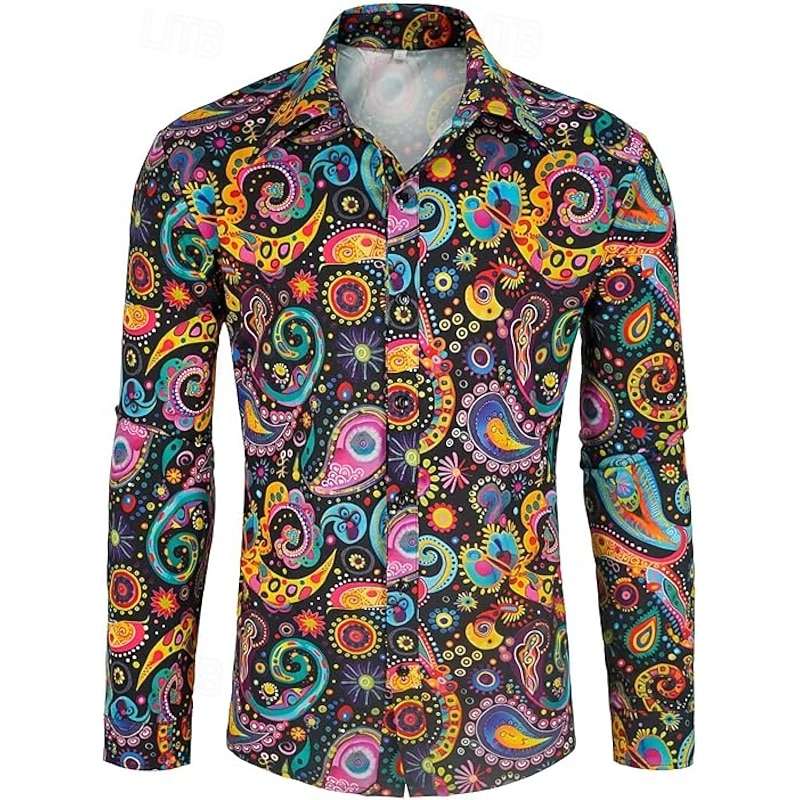 Retro Vintage 1970s Shirt Hippie Disco Paisley Ethnic Fancy Dress Men's Halloween Carnival Party Party / Evening Casual Daily Adults' Shirt
