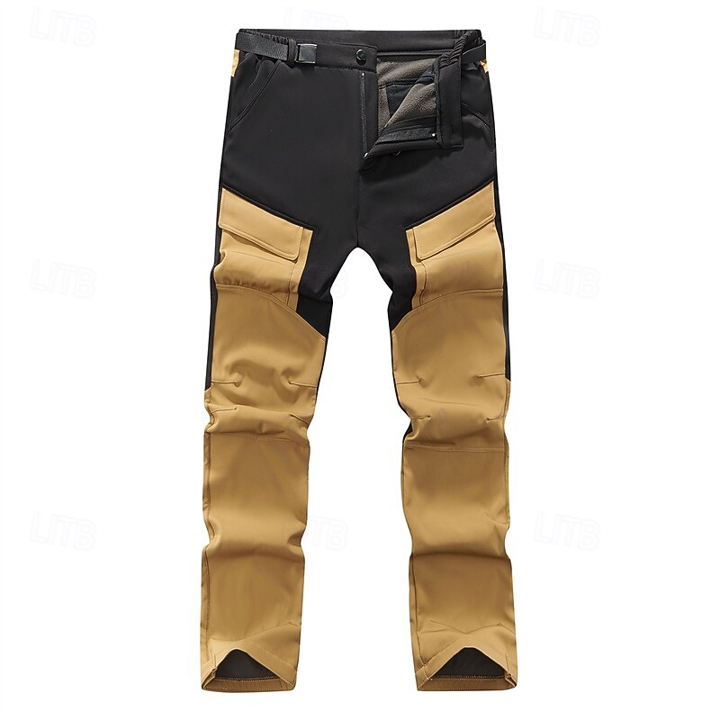 Men's Cargo Pants Hiking Pants Trousers Tactical Pants Military Patchwork Winter Outdoor Regular Fit Thermal Warm Fleece Lining Waterproof Pants / Trousers Army Green Khaki Hunting Climbing Camping