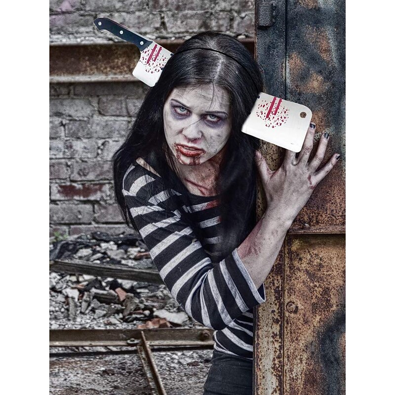 Bloody Cleaver Halloween Headband – Scary Knife Head Accessory for Halloween Costume Parties, Cosplay, and Pranks2