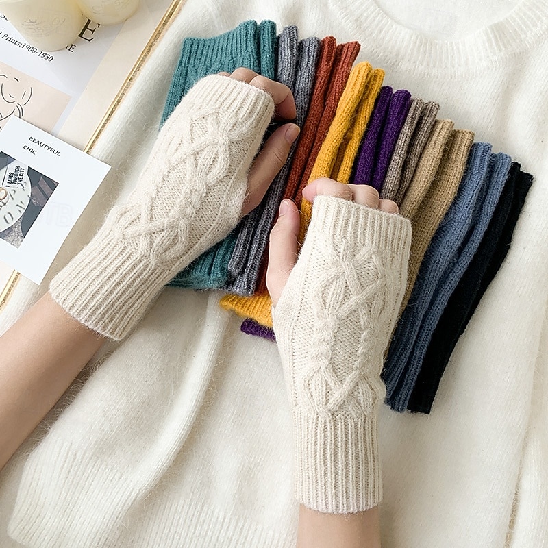 Gloves Fingerless Wrist Fingerless Knitted Gloves Arm Warmers Stretchy Sleeves for Women Winter Warm Unisex for Mittens3