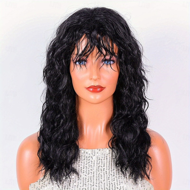 Long Curly Wig with Bangs for Women - Versatile White Style for Anime Cosplay & Halloween Costumes2
