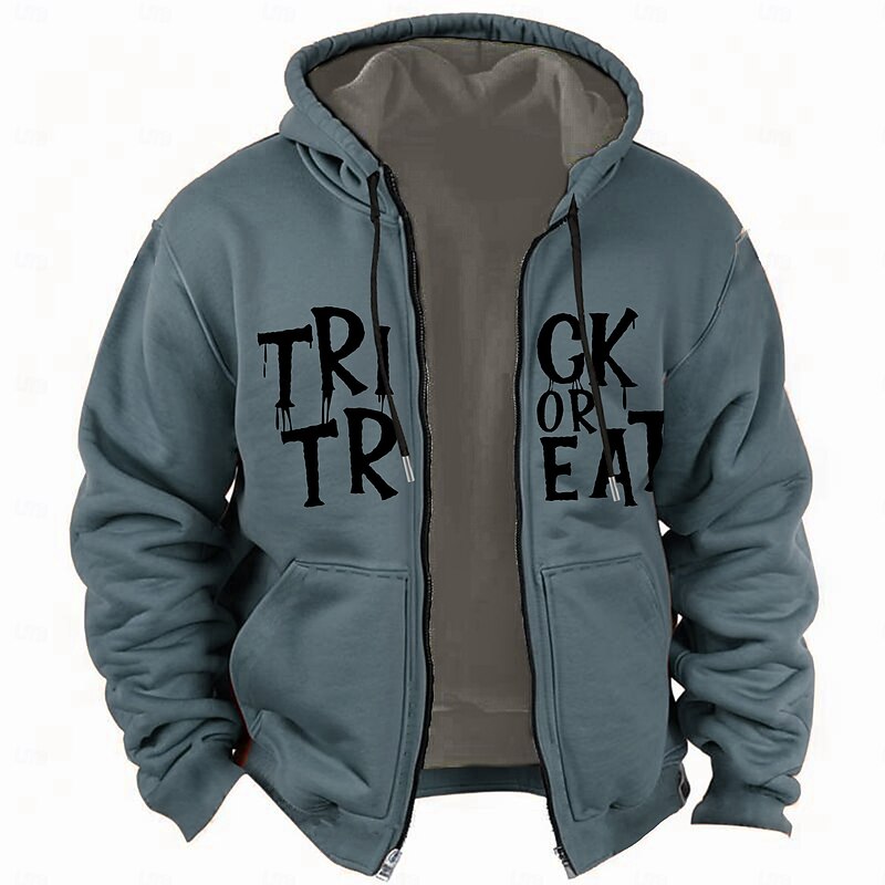 Men's Spooky Halloween Trick or Treat Graphic Full Zip Hoodie