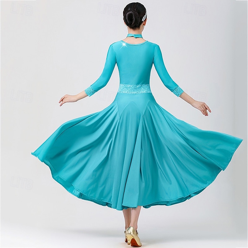 Women's Ballroom Dance Dresses Lace Big Swing Tango Modern Waltz Competition Dress Costumes4