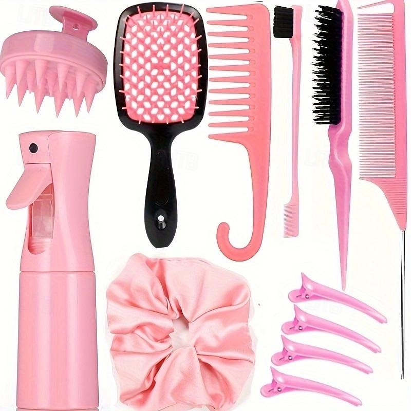 12pcs Complete Hair Styling Comb Set - Versatile Detangling & Teasing Combs, Edge & Rat Tail Brushes, Scalp Massager, Spray Bottle - Ideal for All Hair Types & Daily Use2