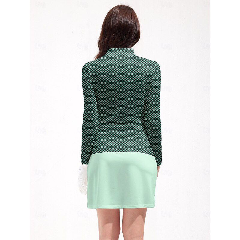 Women's Golf Polo Shirt Green Dark Blue Long Sleeve Top Ladies Golf Attire Clothes Outfits Wear Apparel2