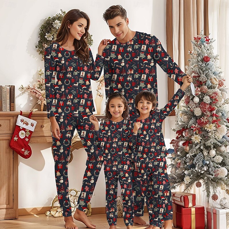 Snowman Family Christmas Pajamas Nightwear Men's Women's Boys' Girls' Family Matching Outfits Sweet Adults Kid's Christmas New Year Christmas Eve Christmas Vacation Home Wear Top Pants3
