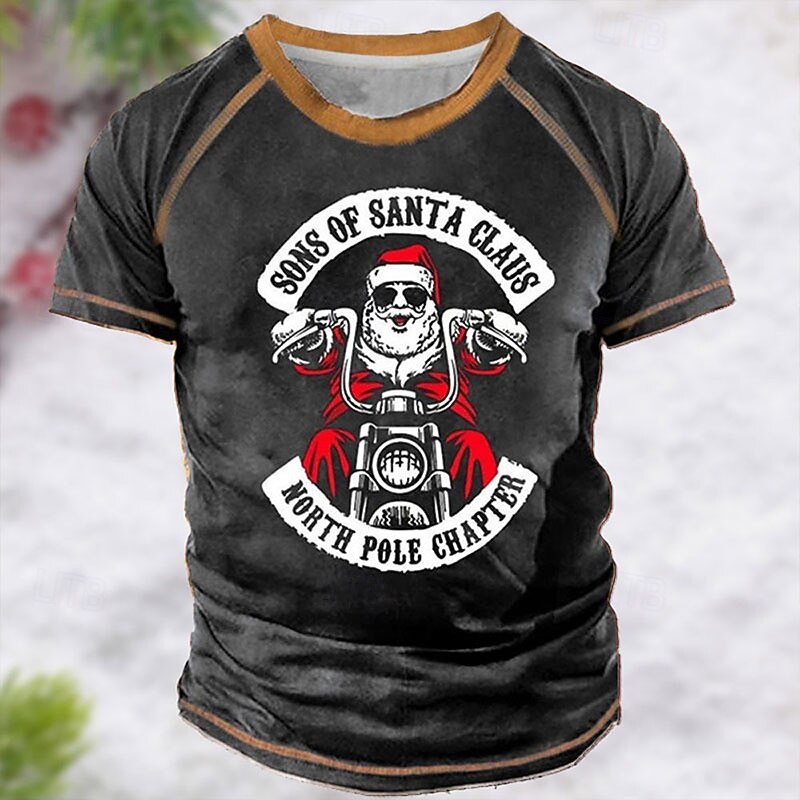 Christmas Men's Santa Claus 3D T-shirts Unisex Tee Funny T Shirts Santa Claus Graphic Prints Ugly Crew Neck Black and Red White+Red Black Wine Blue 3D Print Outdoor Short Sleeve Print Clothing Apparel