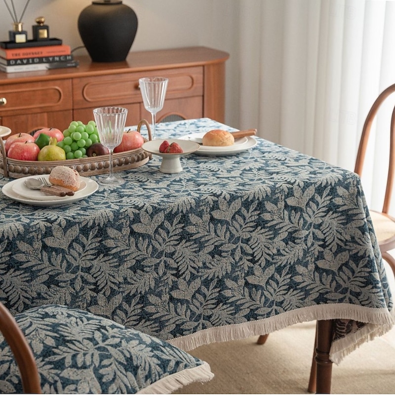 Jungle Pattern Table Cloth Retro Floral Table Cover Jacquard Tablecloth Red Elegant Style Custom Living Room Spring Home Decor Custom Size2