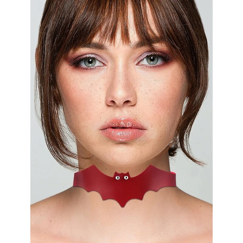 Bat Wing Headband and Gothic Leather Choker Set – Halloween-Themed Costume Accessories for Women, Perfect for Cosplay and Party Outfits3