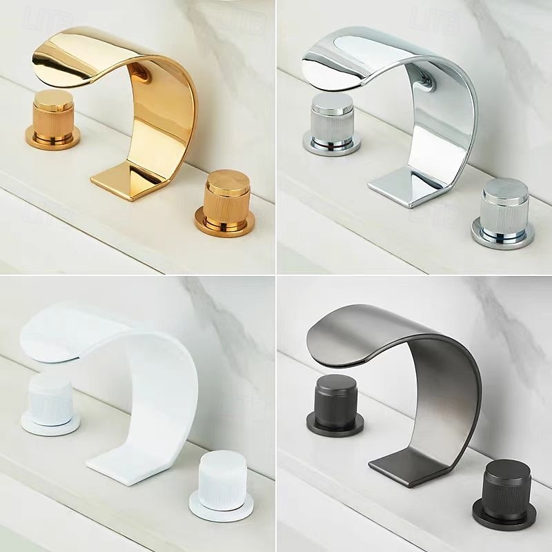 Bathroom Sink Faucet - Widespread Electroplated Widespread Single Handle Two HolesBath Taps