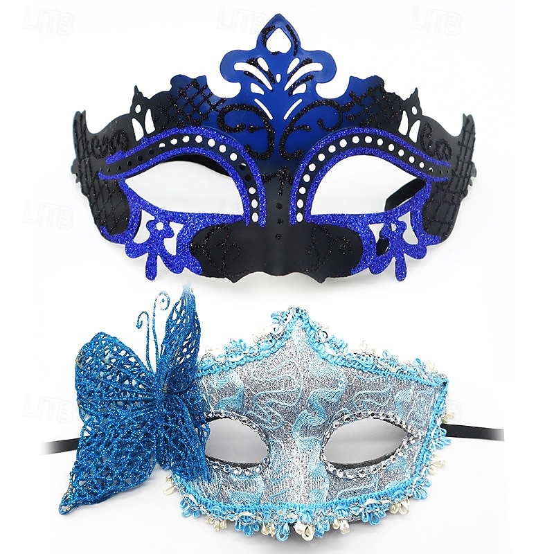 Halloween Mask Eye Mask Couples 2 PCS Carnival Mask Sexy Costume Adults' Unisex Halloween Carnival Mardi Gras Party Evening Wear Masquerade Prom Easy Halloween Costumes Dress Up3