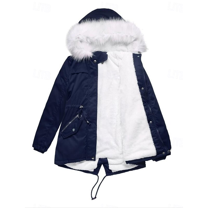 Women's Winter Coat Windproof Warm Zipper Outdoor Solid Color Work Casual Zipper Hoodie Loose Fit Long Sleeve Outerwear Navy Black Pink Winter4