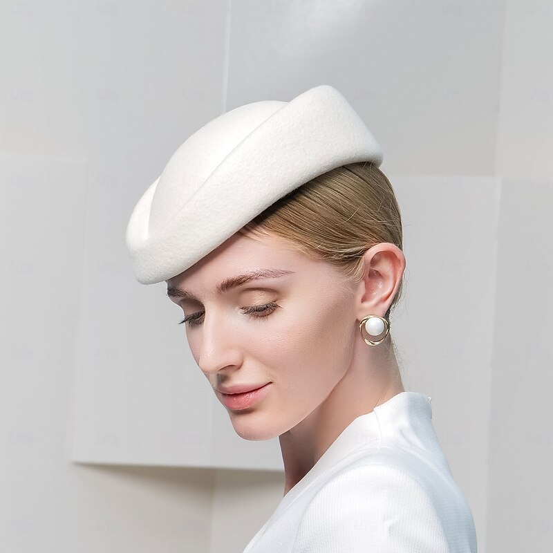 Hats 100% Wool Beret Hat Wedding Evening Party Elegant Wedding With Cap Pure Color Headpiece Headwear3