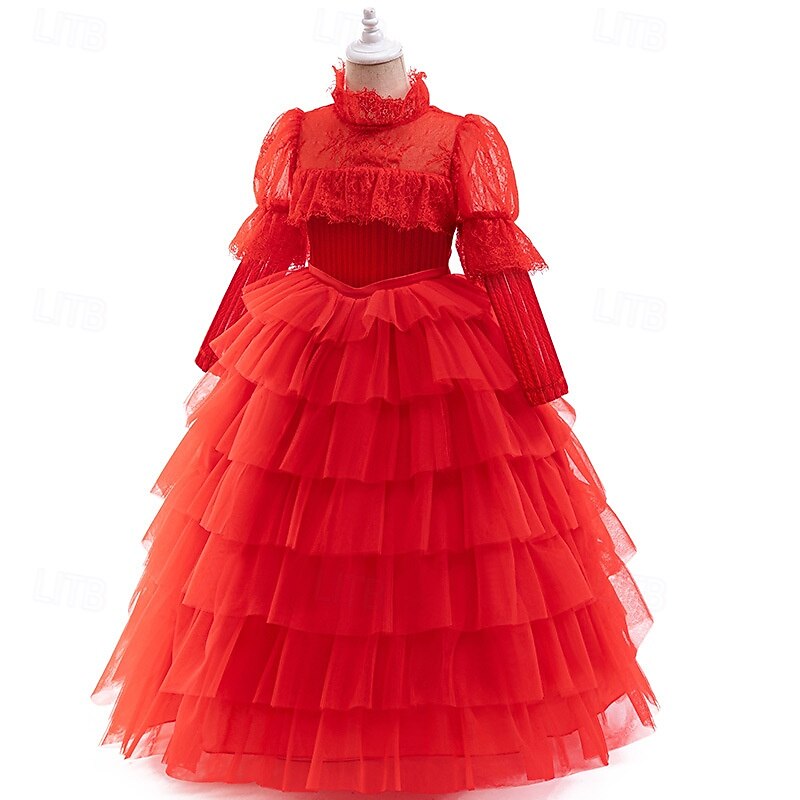 Ghost Bride Lydia Deetz Halloween Dress Beetlejuice Horror Movie Vintage Dress Dress Up Kid's Girls' Masquerade Party / Evening Easy Halloween Costumes Dress Up3