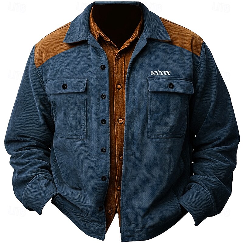 Men's Shirt Jacket Overshirt Long Sleeve Vintage Tribal Dailywear Fall & Winter Collared Shirts Button Up 3D Print 2 Pockets 1pc Army Green Navy Blue Brown4