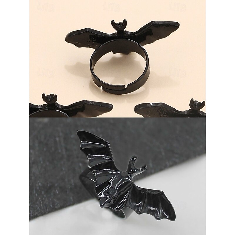 Halloween Black Bat Ring – Gothic Style Adjustable Ring for Women, Perfect for Halloween Costumes and Cosplay4