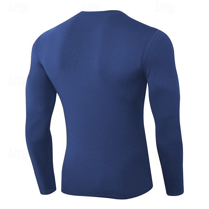 Men's Running T-Shirt Long Sleeve Tee Tshirt Casual Athleisure Fall V Neck Solid Colored Fleece Thermal Warm Soft Breathable Gym Workout Walking Jogging Sportswear Activewear Black White Dark Navy2