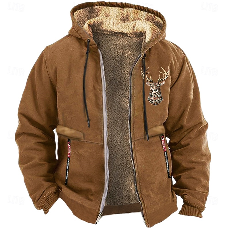 Men's Cowboy Deer Sweatshirt Long Sleeve Sweatshirts  Hooded Vintage Western Style Vacation Streetwear Fall & Winter Black Brown Green Clothing Apparel Designer Graphic Print S M L XL XXL XXXL3