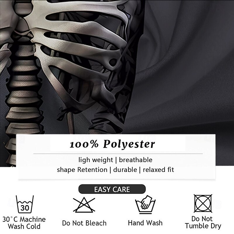 Halloween Men's Cool Skulls Halloween Costumes Button Up Shirt Long Sleeve Horror Dark Party Evening Wear Fall Winter Spring & Summer Shirt Collar Button Up 3D Print Black3