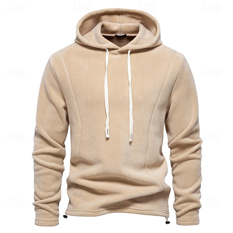 Mens Winter Solid Fleece Hoody High Quality Warm Casual Drawstring Hat Sweatshirt Soft Shell Hoodies for Men 8