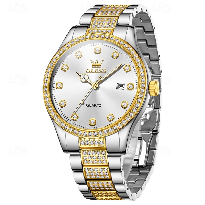 New Olevs Olevs Brand Men'S Steel Band Watch With Diamonds Luminous Calendar Fashion Trend Simple Business Quartz Watch Vacation Waterproof Sports Men'S Wristwatch4