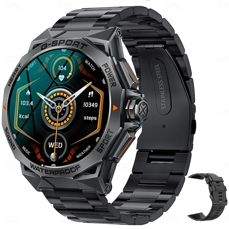 IMOSI 1.43AMOLED HD Bluetooth Call Smart Watch Men Pedometer Heart Rate Outdoor Sports Fitness IP68 Life Waterproof Steel Smartwatch for Android IOS