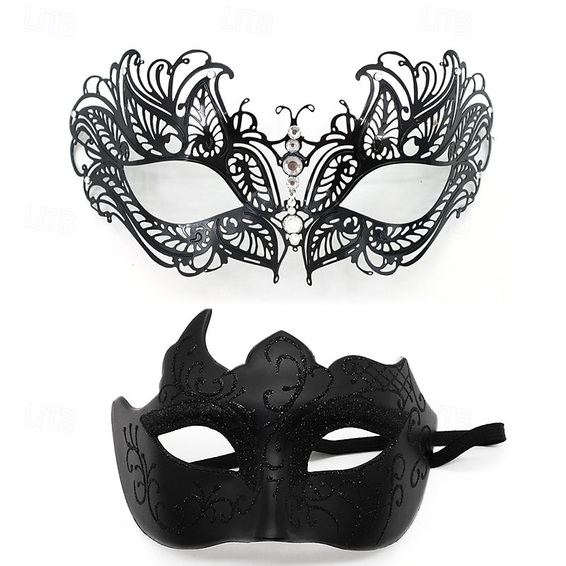 Roman Couples Mask Venetian Mask Adults Women's Metal Finish Sexy Costume Party Masquerade Halloween Carnival Mardi Gras Easy Carnival Costume 6