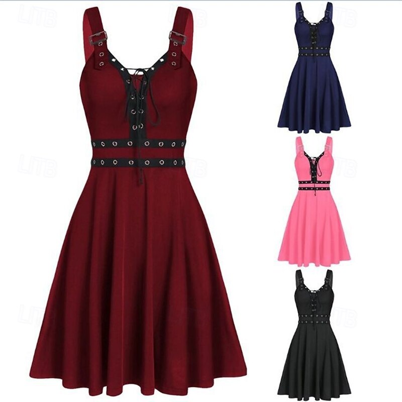 Punk & Gothic Cocktail Dress Vintage Dress Dress Masquerade Goth Girl Fancy Dress Women's Halloween Carnival Masquerade Halloween Prom Festival Adults' Dress