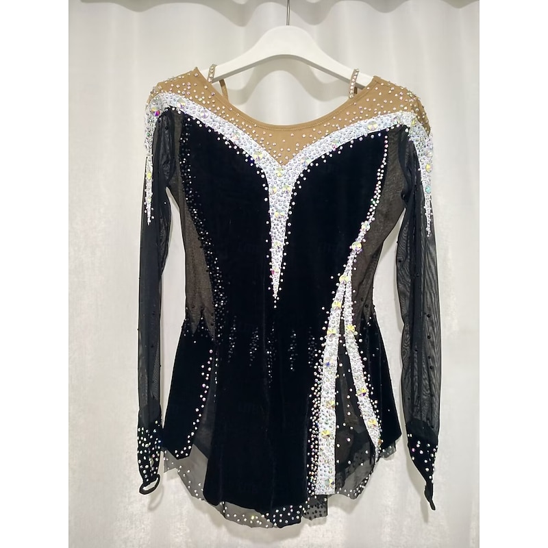Black Figure Skating Costumes Performance Costumes Grading Costumes Competition Costumes Children's And Adult Women's Styles4