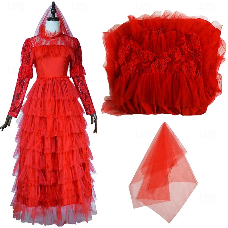 Ghost Bride Lydia Deetz Astrid Deetz Halloween Dress Beetlejuice Horror Movie Kid's Adults' Women's Girls' Masquerade Party / Evening Easy Halloween Costumes Dress Up4