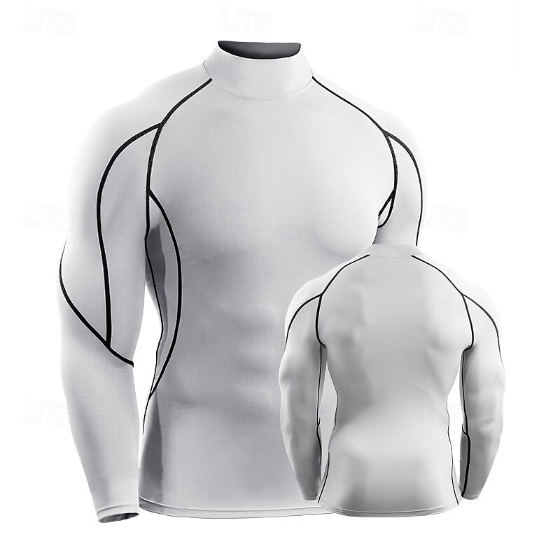 Men's Compression Shirt Athletic Shirt Gym Shirt Fitness Shirt Patchwork Long Sleeve Tee Tshirt Casual Athleisure Fall Quick Dry Soft Breathable Gym Workout Walking Jogging Sportswear Activewear3