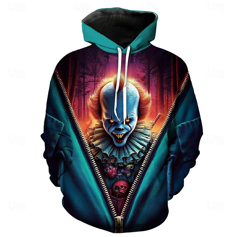 It Clown Killer Clown Hoodie Pullover Halloween 3D Graphic For Couple's Men's Women's Adults' Halloween Carnival Masquerade 3D Print Party Casual Daily