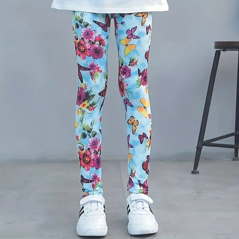Girls' 3D Graphic Butterfly Pants Leggings Spring Fall Active Basic Kids 4-12 Years Outdoor Casual Daily Regular Fit2