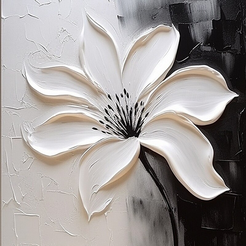 3D flower oil painting handpainted 3D Floral Painting handmade Palette Knife flowers oil painting Large 3D white Textured Painting Modern Decorative Paintings Impressionism Abstract white oil painting2
