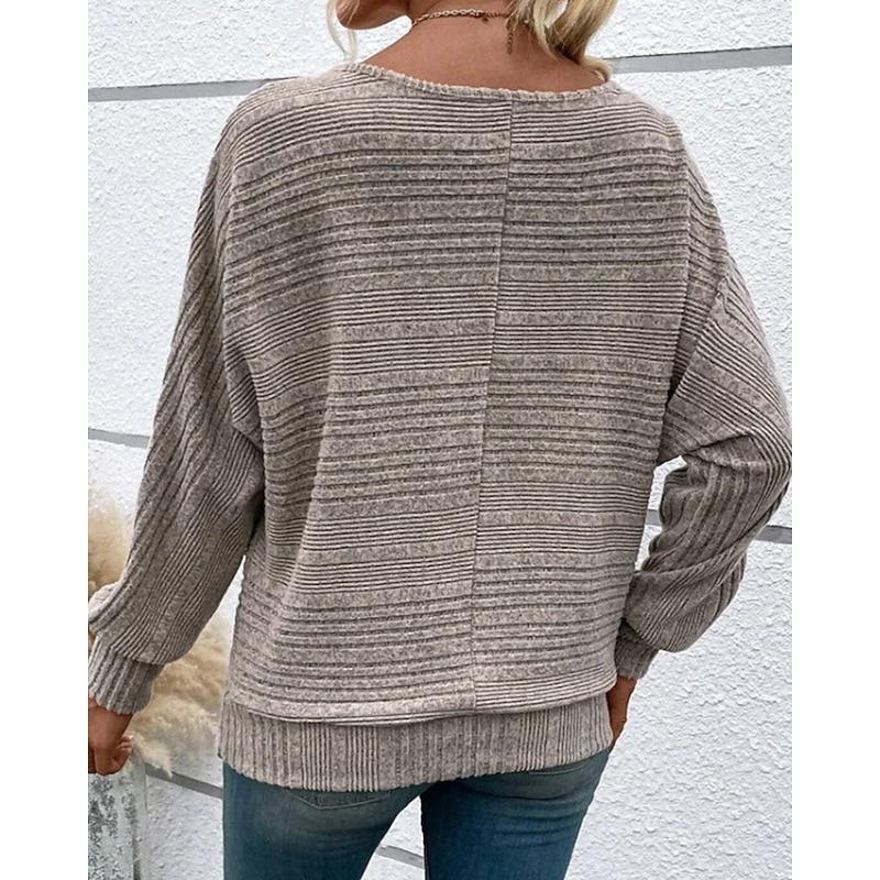 Women's Tunic Elegant Stylish Batwing Sleeve Long Sleeve Regular Tops Boat Neck Work Red Blue Khaki Gray Spring Fall Winter2