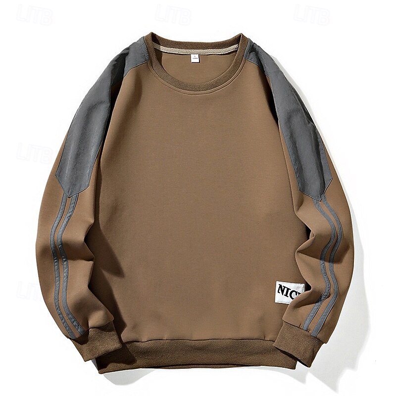 Men's Sweatshirt Black White Dark Gray Coffee Crew Neck Color Block Patchwork Color Block Sports & Outdoor Daily Holiday Polyester Streetwear Basic Casual Fall Winter Clothing Apparel Hoodies2