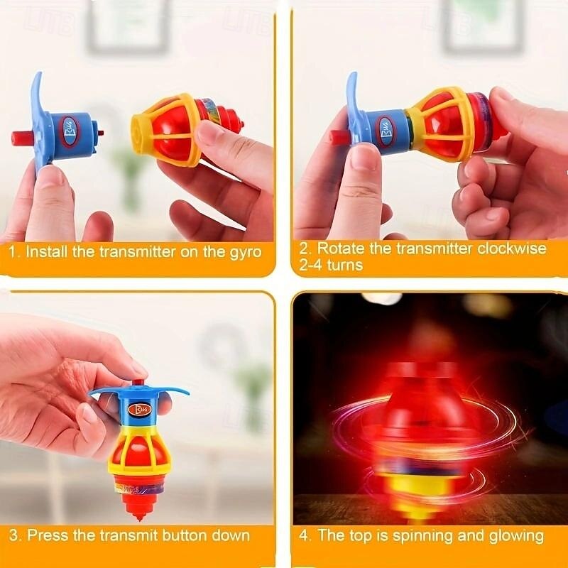 15pcs Colorful LED Spinning Top Set - Flashing Gyro Toy, Easy-Grip Launcher Design, Perfect Party Favor and Goodie Bag Filler for Birthday Celebrations4