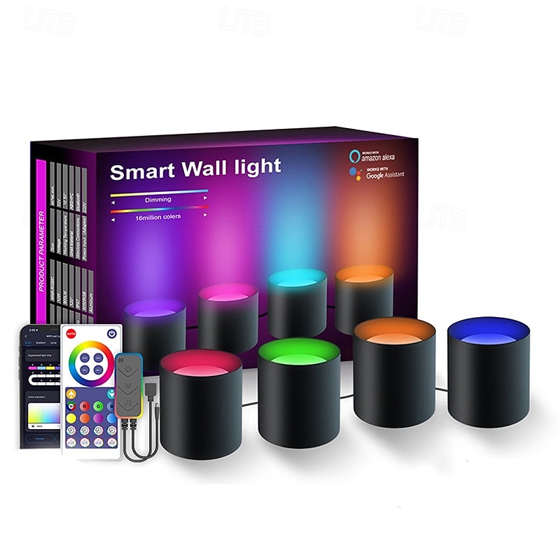 LED Smart Light Decorative Alexa Tuya Wifi Smart Music Synchronous Multi-color Wall Lamp Remote Control Plug-in